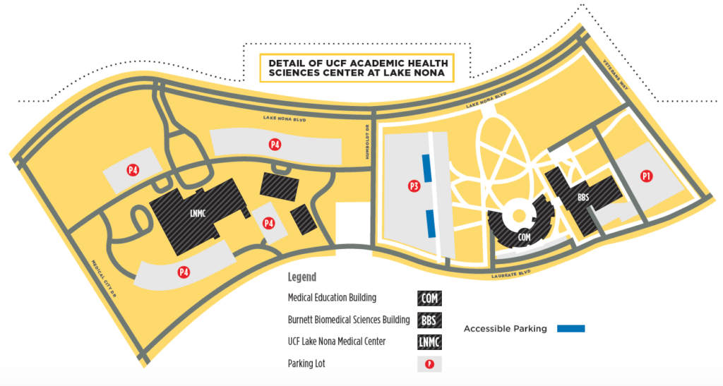 A map of the Academic Health Sciences Center parking lots